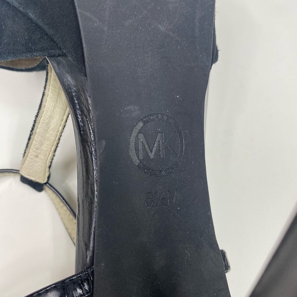Michael Michael Kors Black Felicia Leather Rubber Heels Size 8.5 - Picture 10 of 11